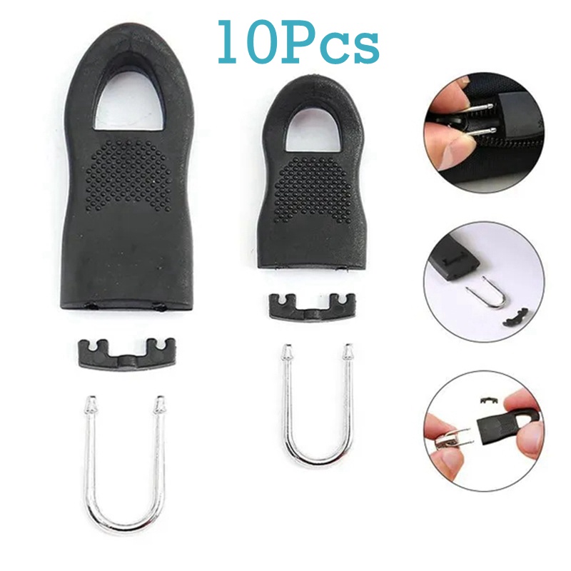 10 Pcs Substituição Zipper Pull Puller End Fit Rope Tag Roupa Zip ...