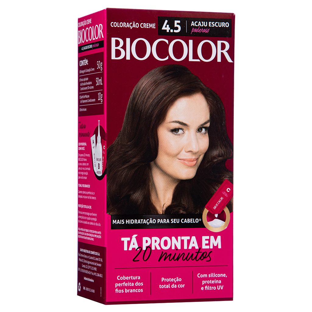 Mini Kit Tintura Creme Biocolor Acaju Escuro 4.5 | Shopee Brasil