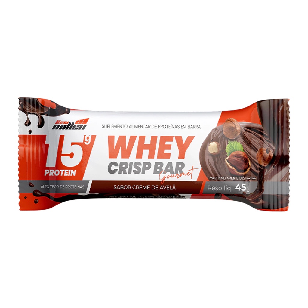 Barrinhas Whey Crisp Gourmet Caixa 12 Unidades Barras de Proteína - New Millen