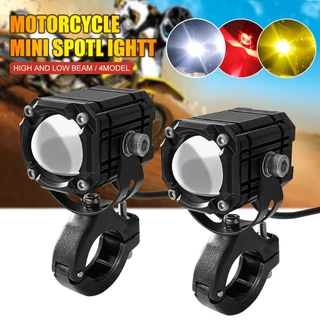 Lâmpada Auxiliar De Condução Para Motocicleta LED Mini Driving Light White + Yellow Spot Projector Universal