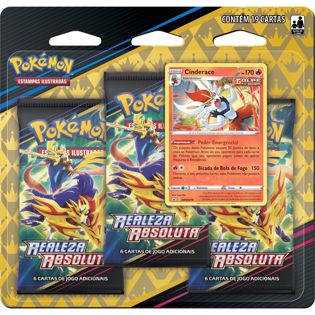 Triple Pack Pokémon Realeza Absoluta - Cinderance - Pokémon TCG