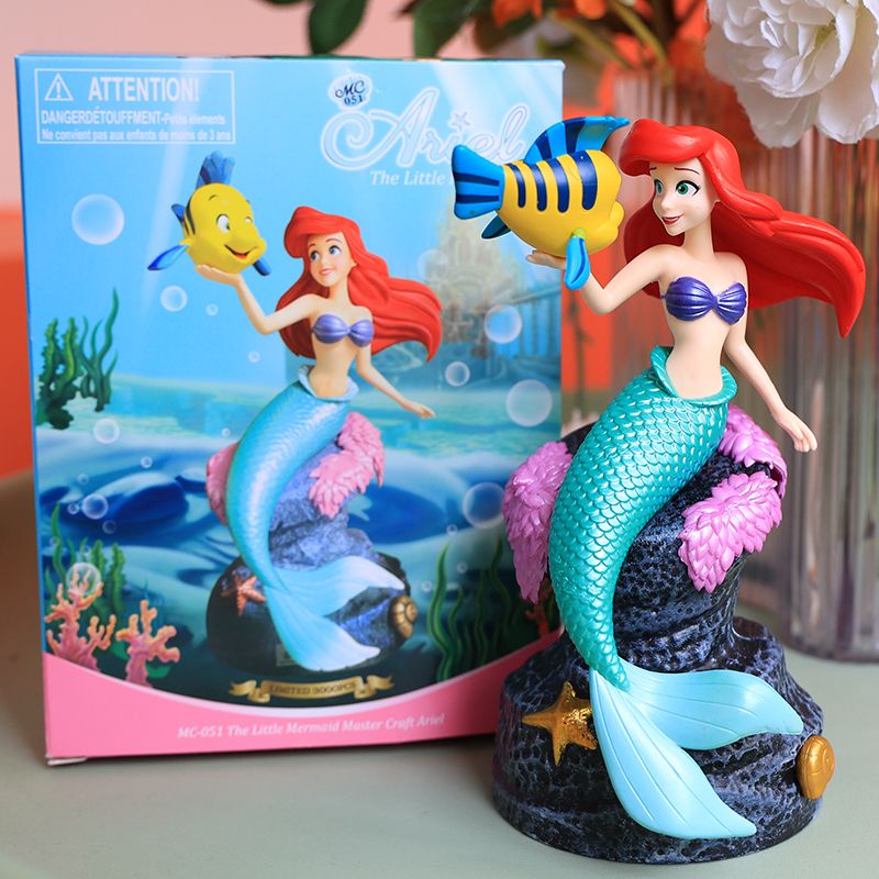 Ação Princesa Sereia Ariel Figura 19cm A Pequena Figuras Anime Modelo Brinquedos Bonecos Acessórios De Mesa Decoração
