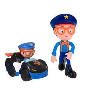 Kit Blippi - Boneco Bendables - Police Officer + Mini Veículos - Carro de Policia