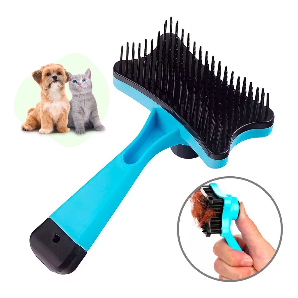 Escova Rasqueadeira Pet Tira Pelos Para Cachorro E Gatos | Shopee Brasil