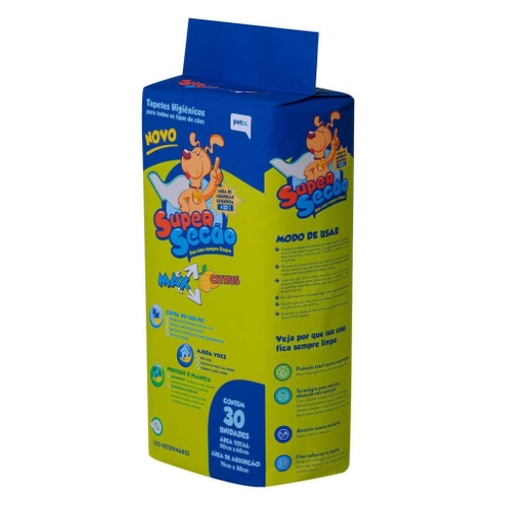 Tapete Higiênico para Cães Super Secão Max Citrus Petix - 30 Unidades