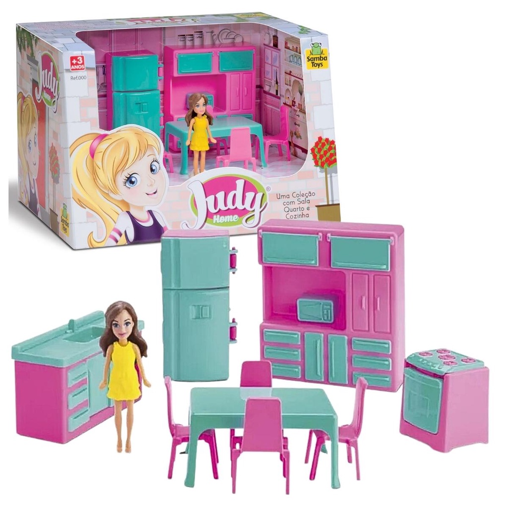 Casinha de Boneca Cozinha Judy 220 Samba Toys - Rosa