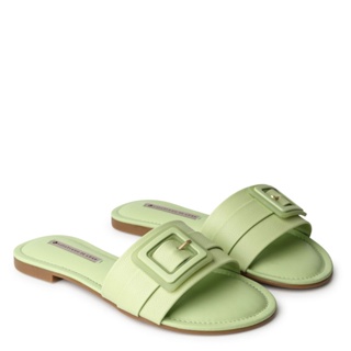 Rasteira  Napa Naturale Verde Matcha Enfeite Fivela