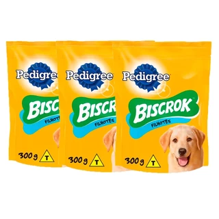Kit 3 Biscoito Pedigree Biscrok Cães Filhotes 300g