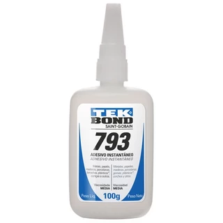 Kit Cola Instantânea Adesiva 793 TekBond 100g Metal Madeira Porcelana Borracha Cortiça Papel Acrigel Unhas Tips Postiça