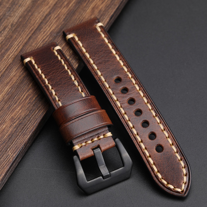 Pulseira De Couro Italiano Artesanal 20 22 24MM Tipo Bracelete De Cera Vintage Para Homens