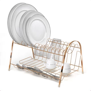 Escorredor De Louças Pratos Max Duplo Rose Gold Arthi