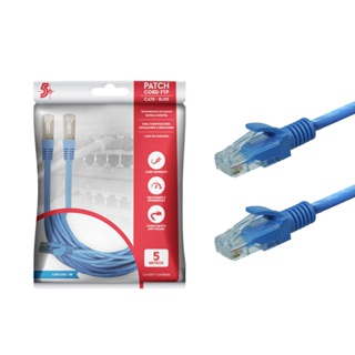 Cabo De Rede 5 Metros Rj45 Cat6e Alta Qualidade - Azul - 5+