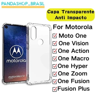 Capa Capinha Transparente Anti Impacto Para Motorola One / Vision / Action / Fusion / Hyper / Zoom / Macro Case Clear - Enviar Rapida