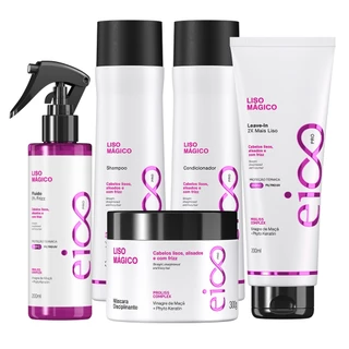 Eico Pro Liso Mágico Shampoo Condicionador Pós Progressiva Máscara Hidratação Leave-in Protetor Térmico Spray Fluído