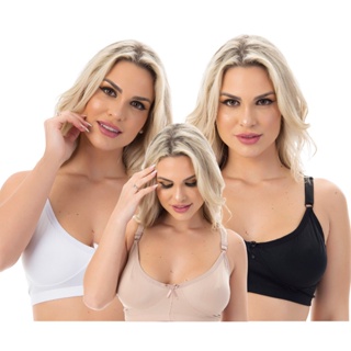 Kit 3 Sutiãs Reforçado Feminino Sem Bojo Conforto Microfibra