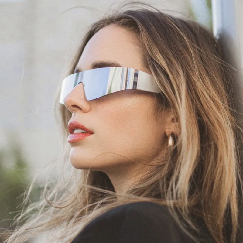 1 Peça Óculos De Sol Esportivos Inspirados Em Tecnologia Futurista Y2K,  Pentagrama Da Moda, Estilo Envoltório, Óculos Da Moda Para Festa, cyber y2k  estilo 