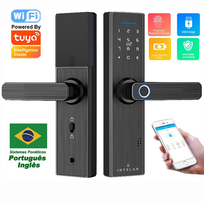 Tuya Fechadura De Porta Inteligente Eletrônico Digital Senha Biométrica Acesso Remoto Automático