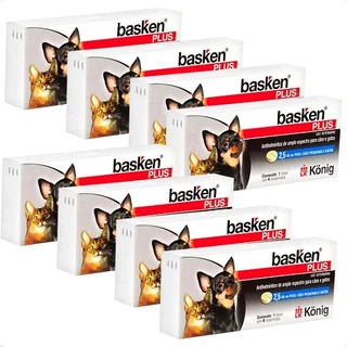 Kit 8 Vermífugo Basken Plus Antiparasitário Até 2,5 Kg Konig