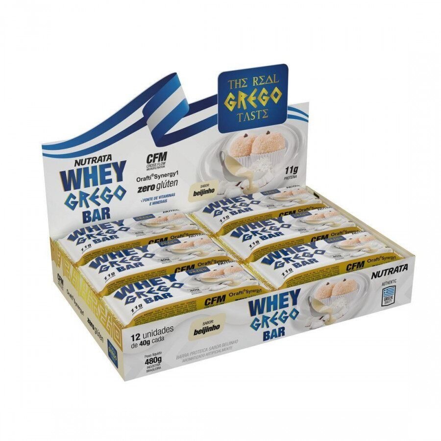 Barra De Proteína Whey Grego Beijinho 40g Com 12 Un Nutrata