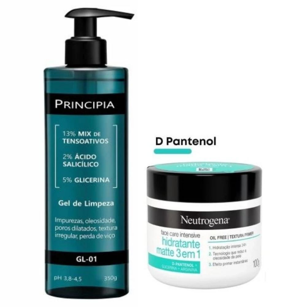 Kit Gel Principia 350ml + Hidratante Neutrogena 3 em 1 100g