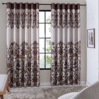 Cortina Rústica Sultan 4 00 m X 2 40 m Para Sala Quarto Varão Tecido Politex Estampado com Ilhóses Estampa Painel Hexacromia