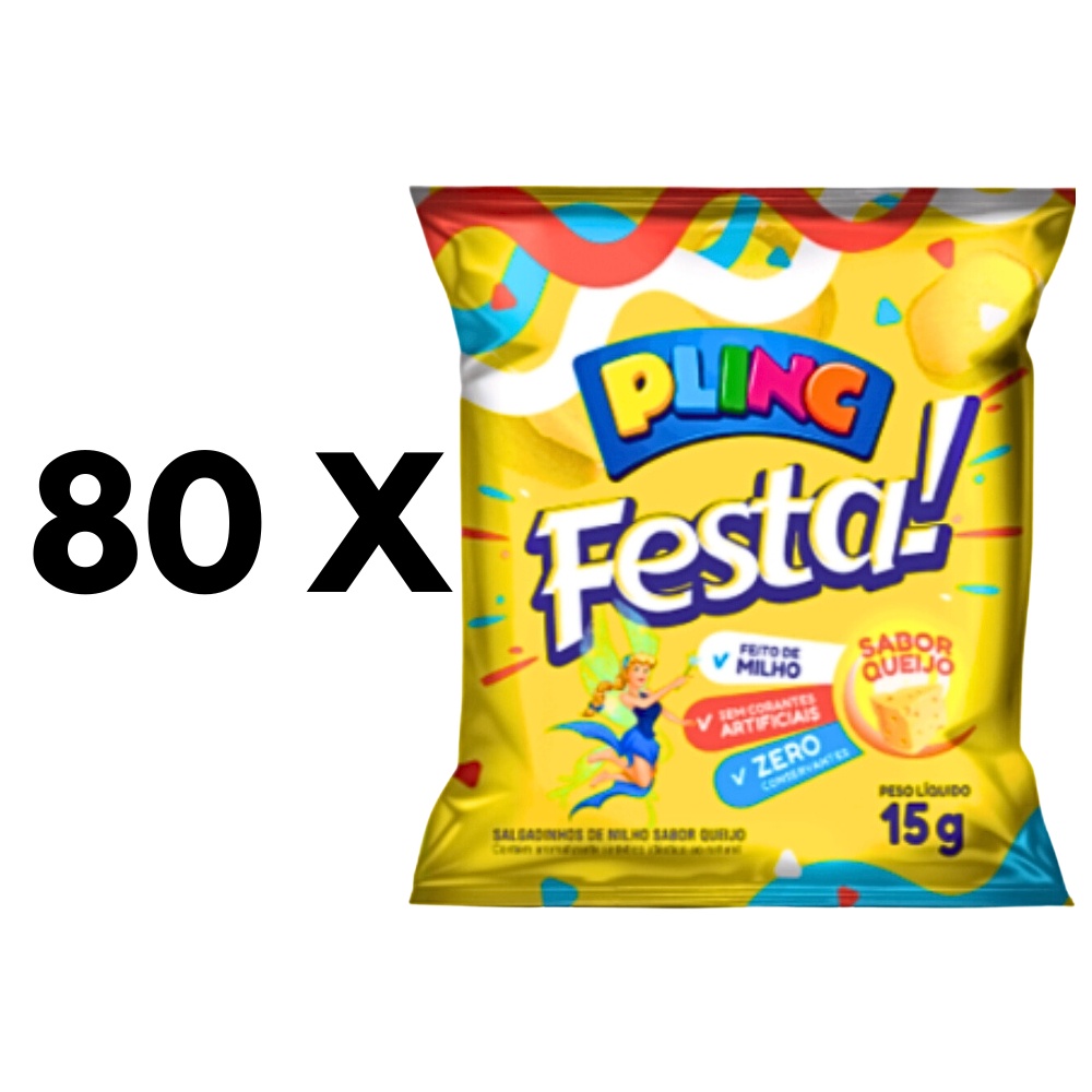 Kit Chips Festa Queijo PLINC 15g - 80 Unidades | Shopee Brasil