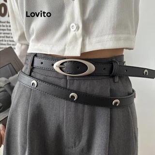 Lovito Cinto Lua Simples Y2K para Mulheres L60AD091 (Preto)