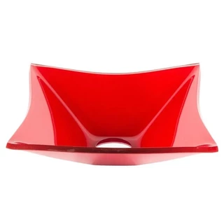 CUBA DE VIDRO QUADRADA 31CM VERMELHO FERRARI