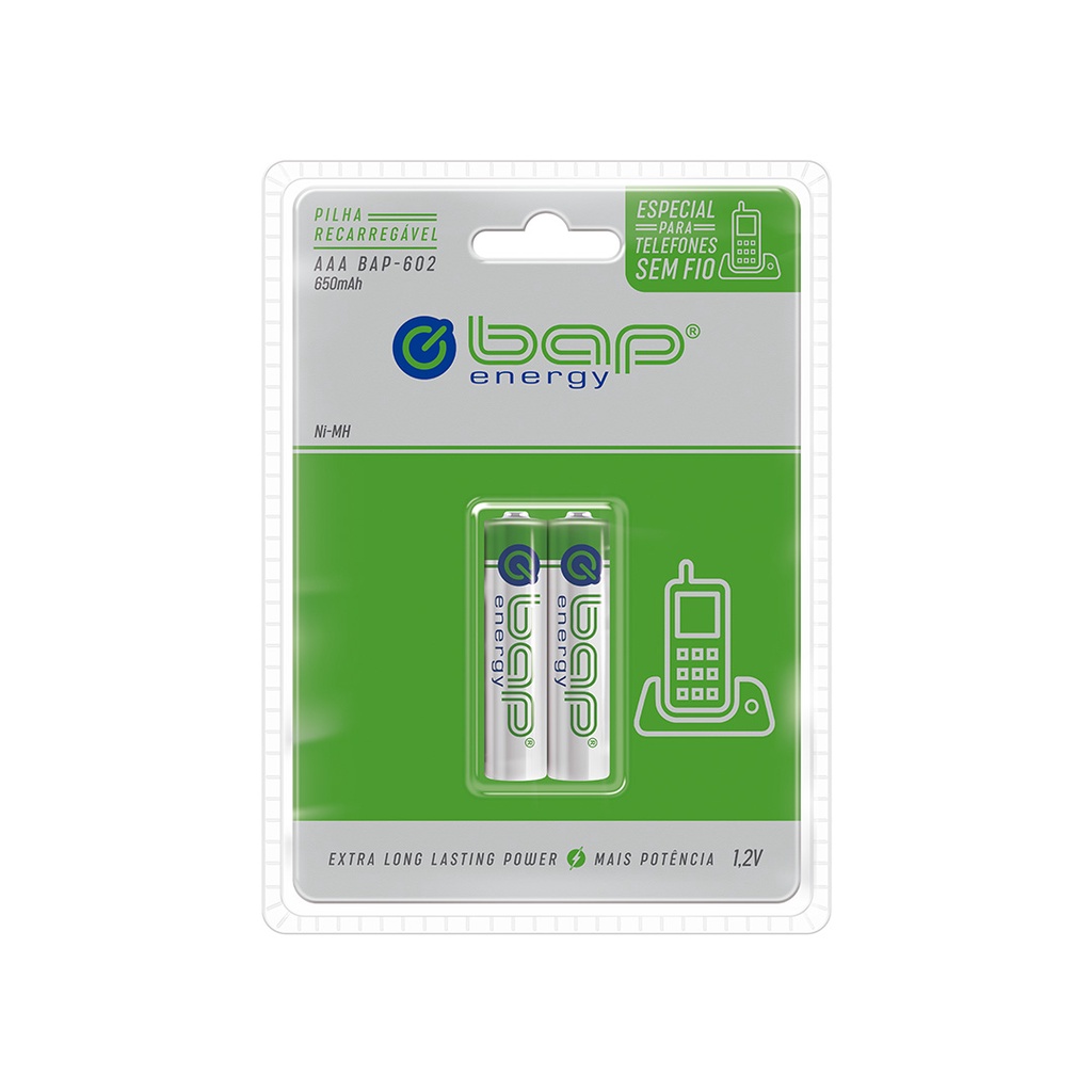 2 Pilhas recarregável AAA 650mAh BAP-602 | Shopee Brasil