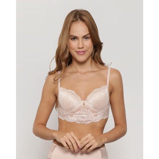 Sutiã Feminino Com Bojo Bolha Corpete Renda Bege