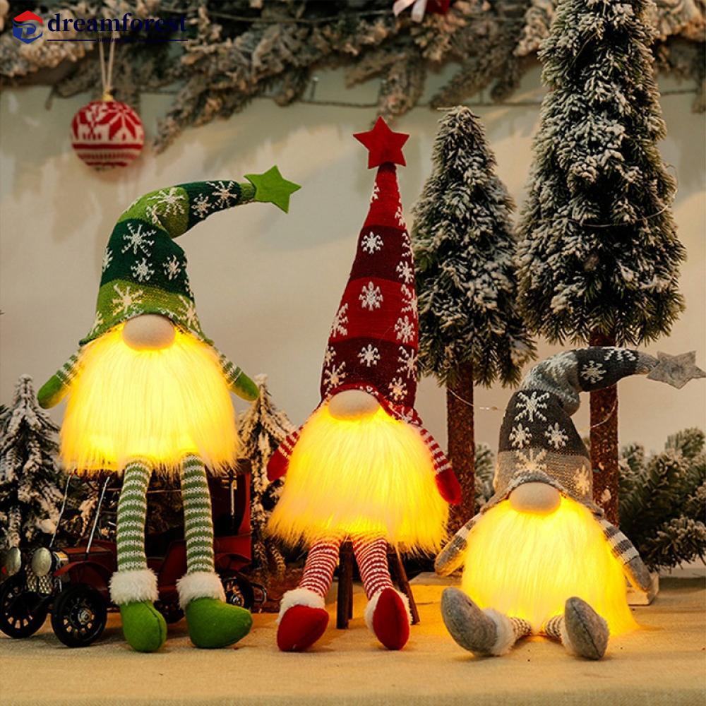 DREAMFOREST Gnomo Brilhante Boneca De Natal Sem Rosto Feliz Decoração Da Casa Navidad Brinquedo Para O Ano Novo Xmas A4Z1