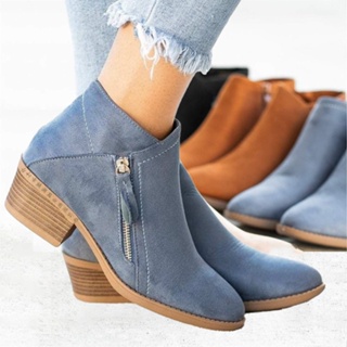 Inverno Novas Botas De Couro Femininas De Calcanhar Médio Perna Baixa Martin Conforto Casual Curtas Duráveis Disponíveis Em Estoque