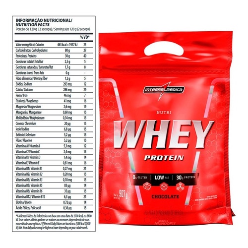 Nutri Whey Protein Integralmedica Chocolate 907G Refil