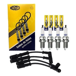 Kit Jogo de 4 Cabos E 4 Velas Palio Siena Fiorino Weekend 1.0 8v Mpi Fiasa Gasolina 96 97 98 99 2000