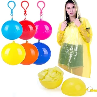 Bola De Capa De Chuva Portátil/Descartável Para Adultos/Chaveiro Colorida À Prova D'água Com Gancho Capas De Emergência Ao Ar Livre