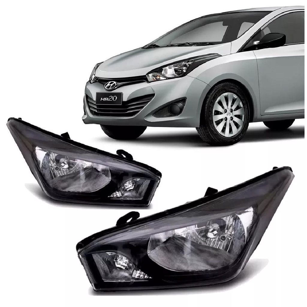 Farol Dianteiro HB20 2012 2013 2014 2015 2016 2017 Máscara Negra ...