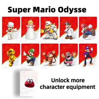 10pcs Mario Odyssey Amiibo Jogo De Cartas Adereços De Roupa Crossover Card NFC Desbloquear Mais Equipamentos De