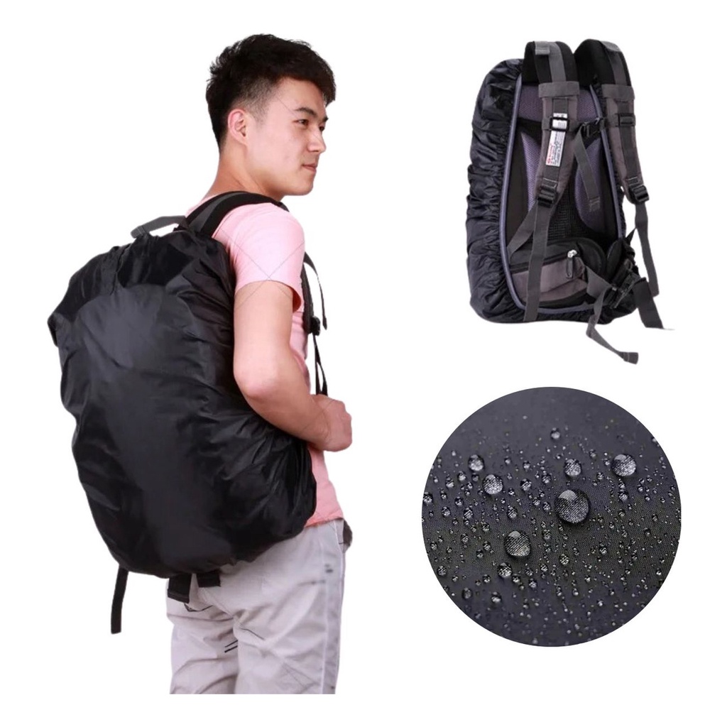 Capa de Mochila Bolsa Impermeável Cor Preta Não Molha Motoboy Motociclista Ciclista Esportes