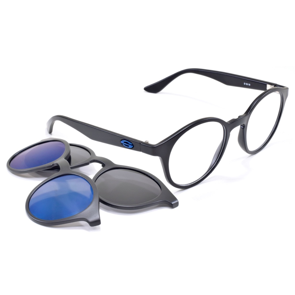 Armação Oculos Redondo ClipOn Solar Lente Espelho Smart 985