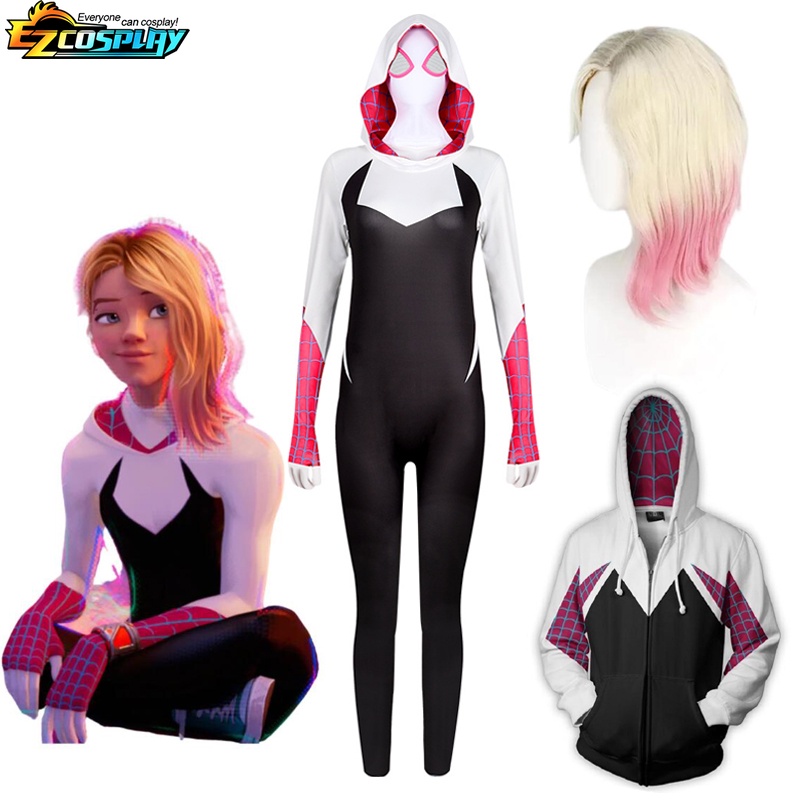 Homem-Aranha : Através Do Traje De Gwen Stacy Outfits Jumpsuit Cosplay Carnaval De Halloween