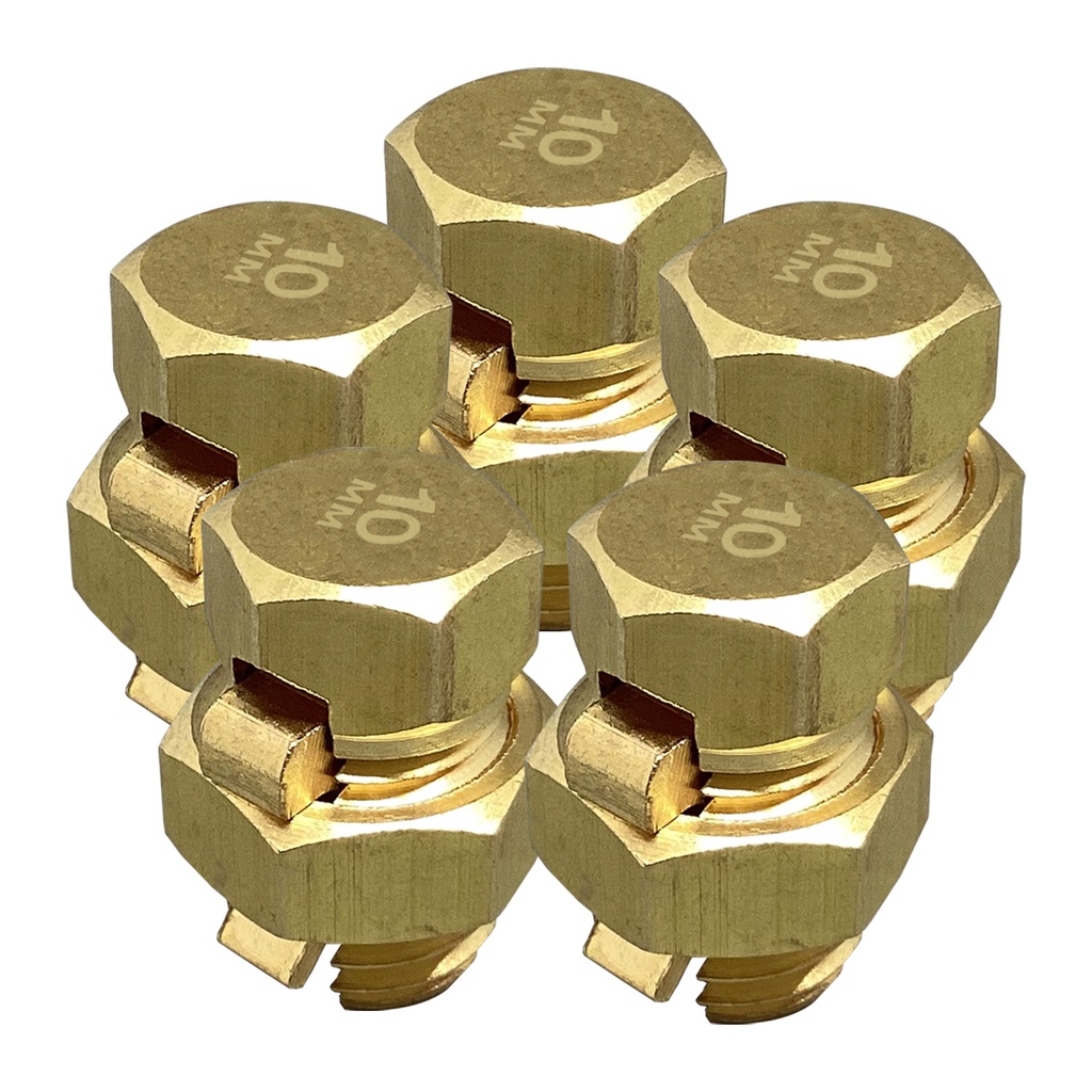 5 un. Conector Split Bolt Parafuso Fendido de 10mm Derivação Emenda de fios 