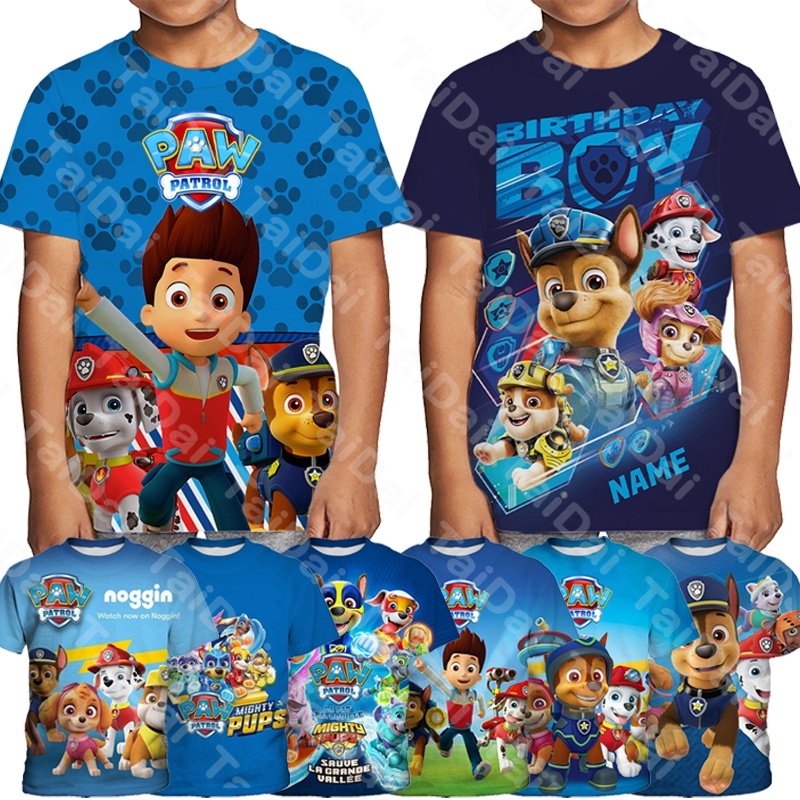 PAW Patrol Cartoon Camiseta Infantil Impressa De 3 14 Anos De Idade Camisetas Masculinas Com Padrao 3D De Manga Curta Diaria
