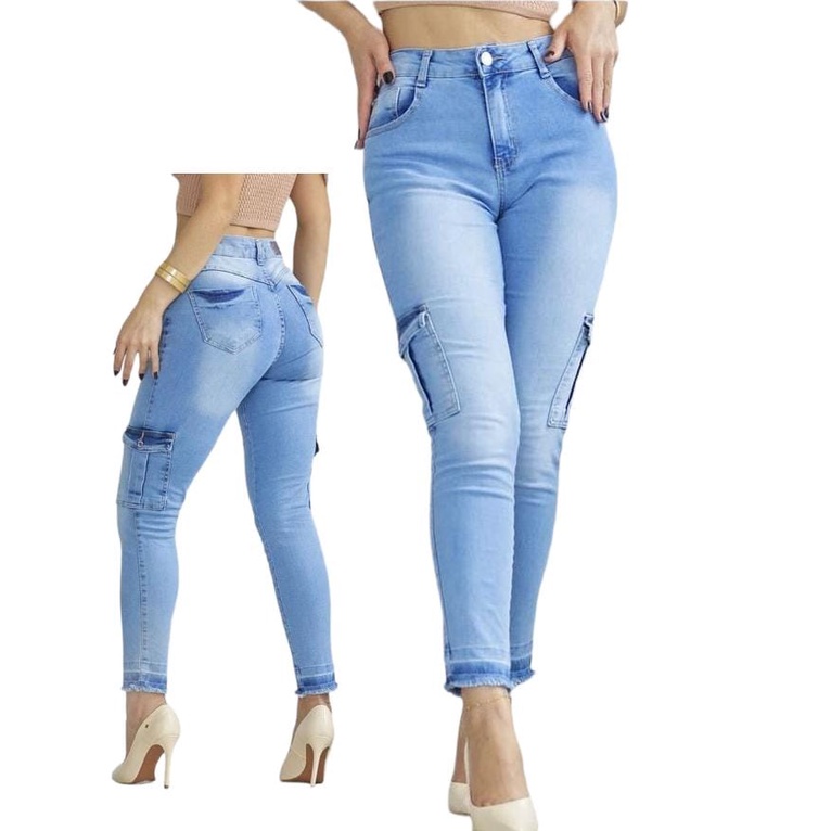 Calça Slim com Bolsos Feminina