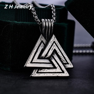 [Z H Jóias] Vintage Nordic Viking Triangle Hip Hop Pendant Moda Masculina E Feminina Colar De Aço Inoxidável Punk Party Rock Jewelry Acessórios