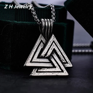 [Z H Jóias] Vintage Nordic Viking Triangle Hip Hop Pendant Moda Masculina E Feminina Colar De Aço Inoxidável Punk Party Rock Jewelry Acessórios