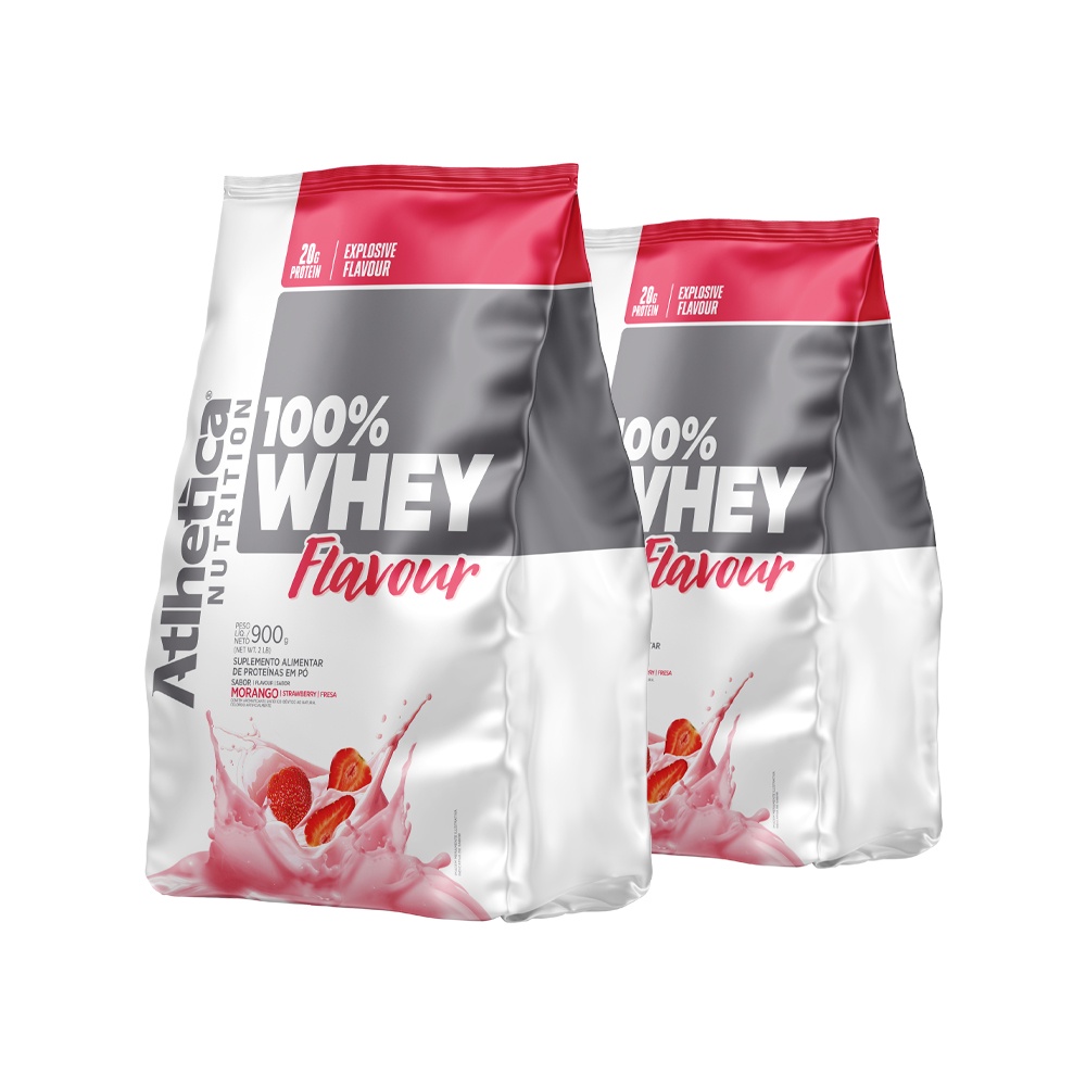 Kit 100% Whey Flavour (2x900g) Morango Atlhetica Nutrition