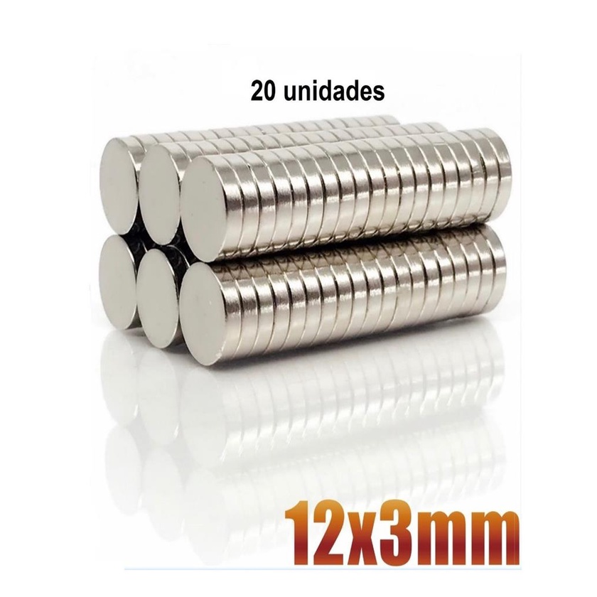 Super Iman Neodimio 12x3mm N35 Potente Suporta 20 Pecas | Shopee Brasil