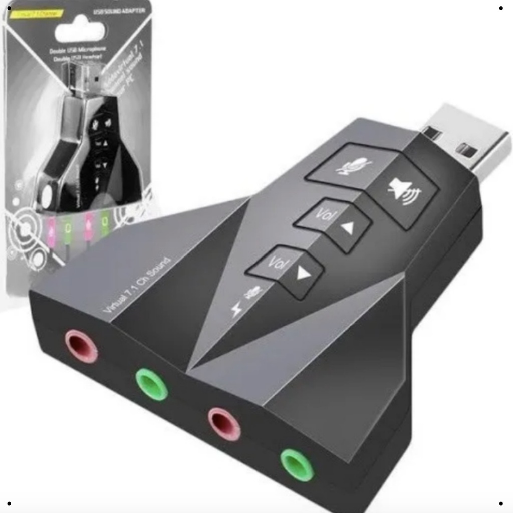 Placa De Som Usb 7.1 Virtual Dupla Saida (avião) 2 Fones | Shopee Brasil