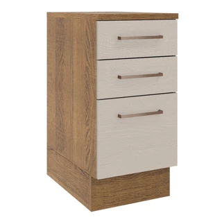 Balcão Armário de Cozinha 40 cm 3 Gavetas Rustic/Crema Agata Madesa em Oferta na Shopee