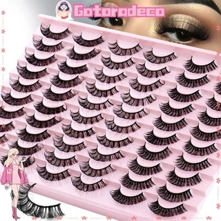 GOTORADECO Cílios Falsos Russos 30 Pares Fofos Multilayers Crisscross Wispy Flared Faux Mink Hair